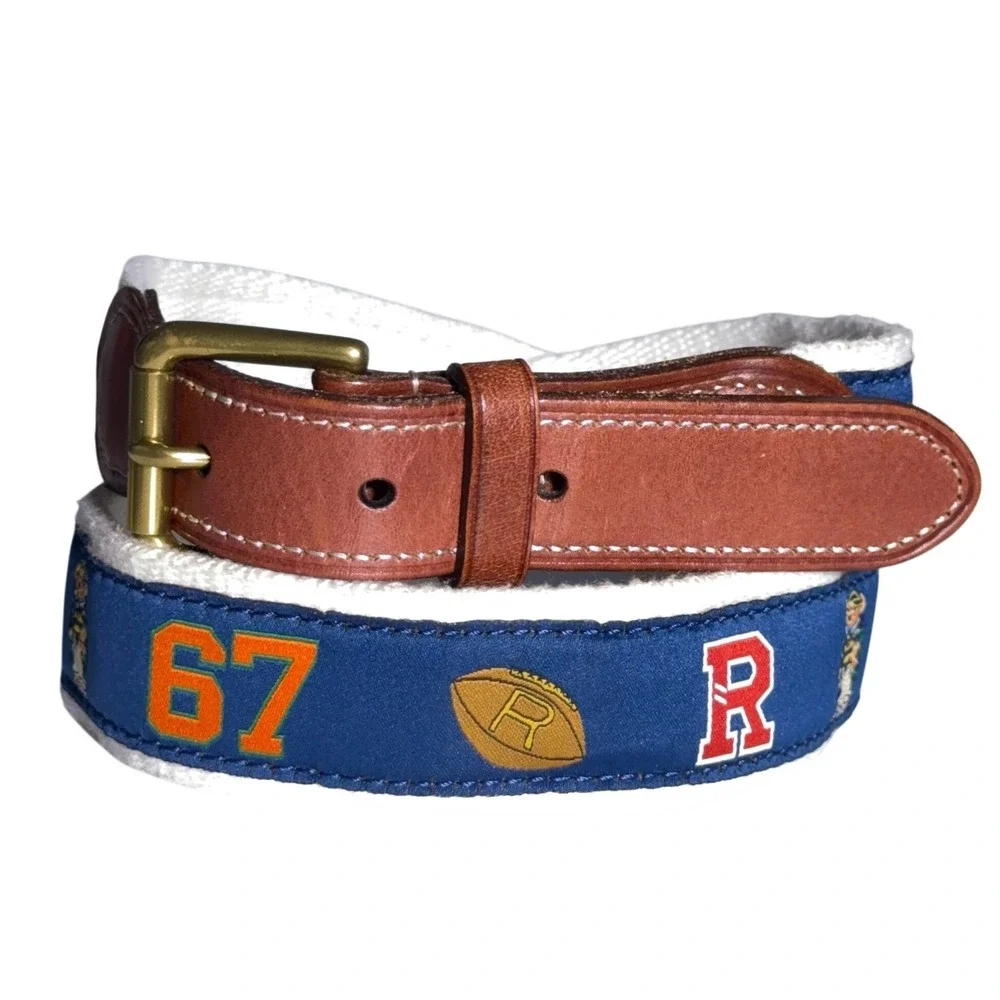 Polo Ralph Lauren Embroidered Bear Belt Kids Size Medium Leather Athletic Preppy